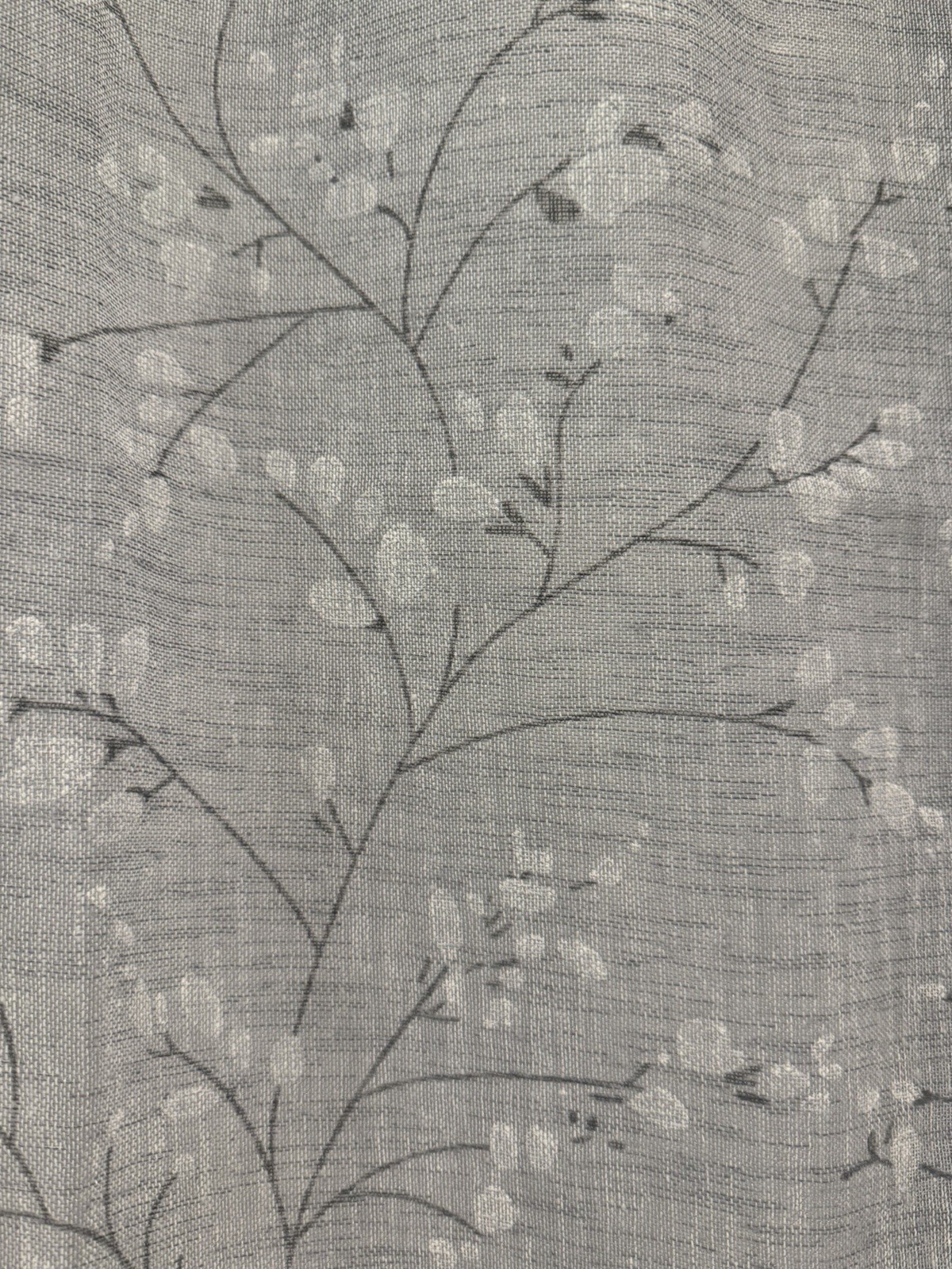 Gray Floral Curtains (2 panels each 27wx37L) Rod Pocket Light Filtering