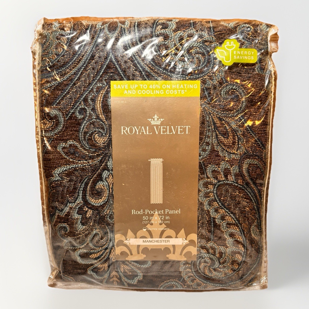 Royal Velvet Manchester Rod Pocket Curtain Panel 50×72 Fine Chocolate Multi