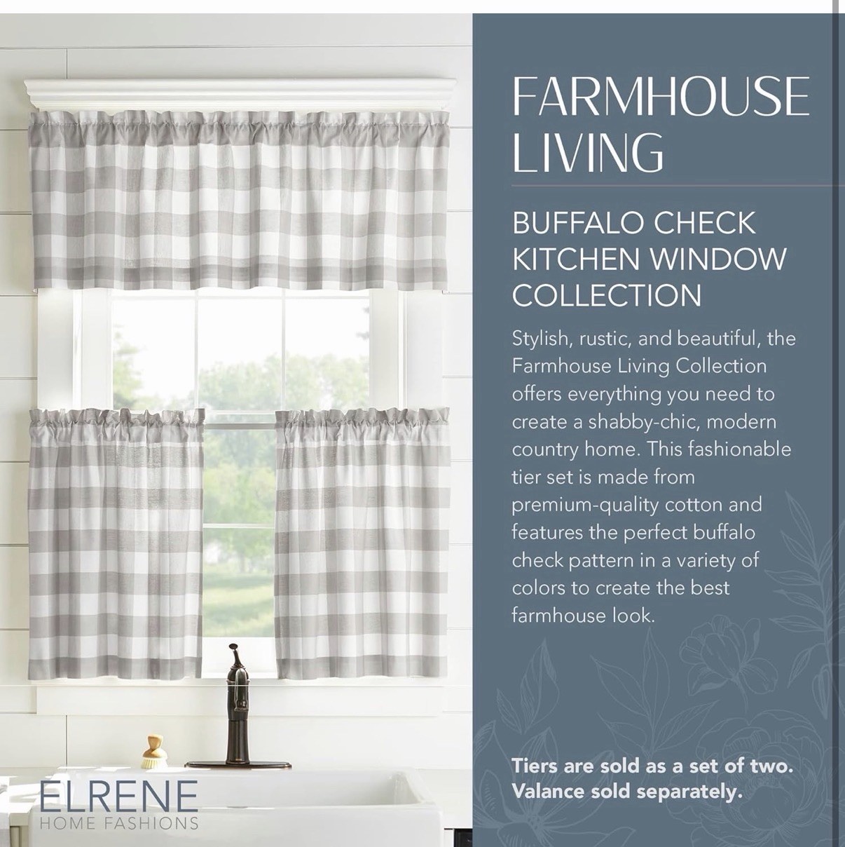 Tier Curtain Set for Bathroom Kitchen Curtains30x 36Set of 2 TiersGray/White