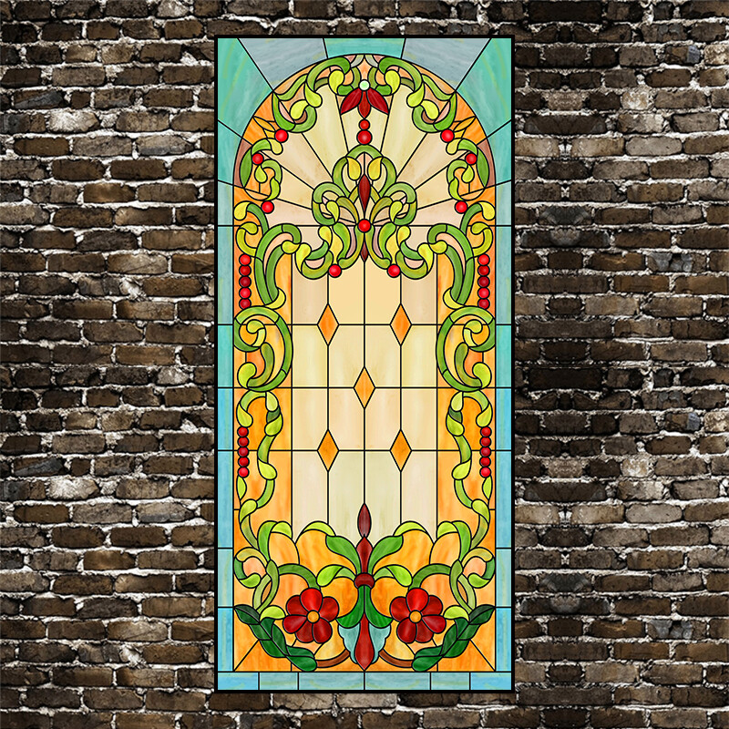 Self Adhesive Frosted Stained Glass Window Door 3D Sticker Film Decor