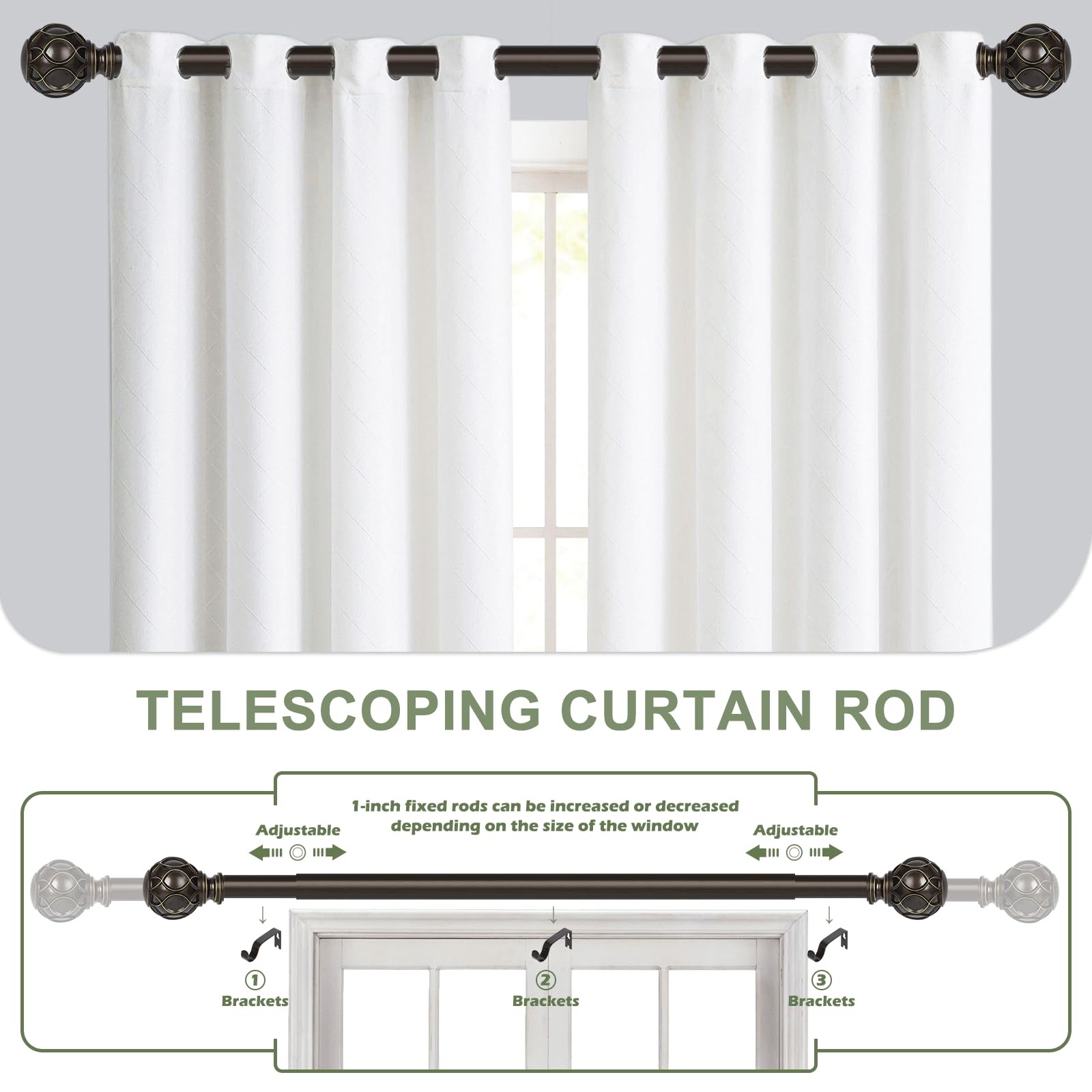 Htzon Bronze Curtain Rods Windows 2 Packfarmhouse Boho Decorative Curtain Rod
