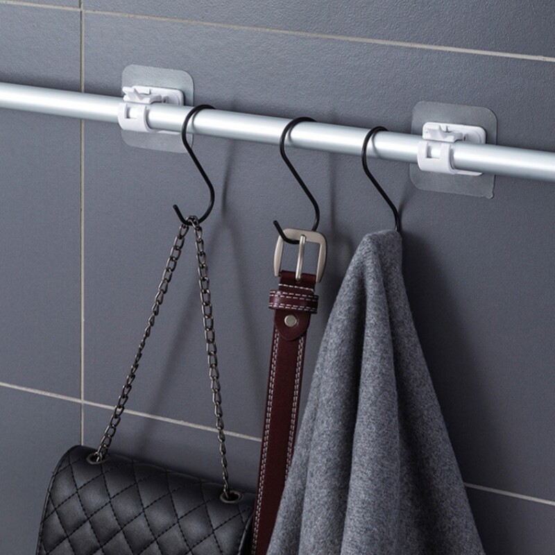 10X No Drill Self Adhesive Curtain Rod Bracket Drapery Hook Bracket Fix Rod Hold
