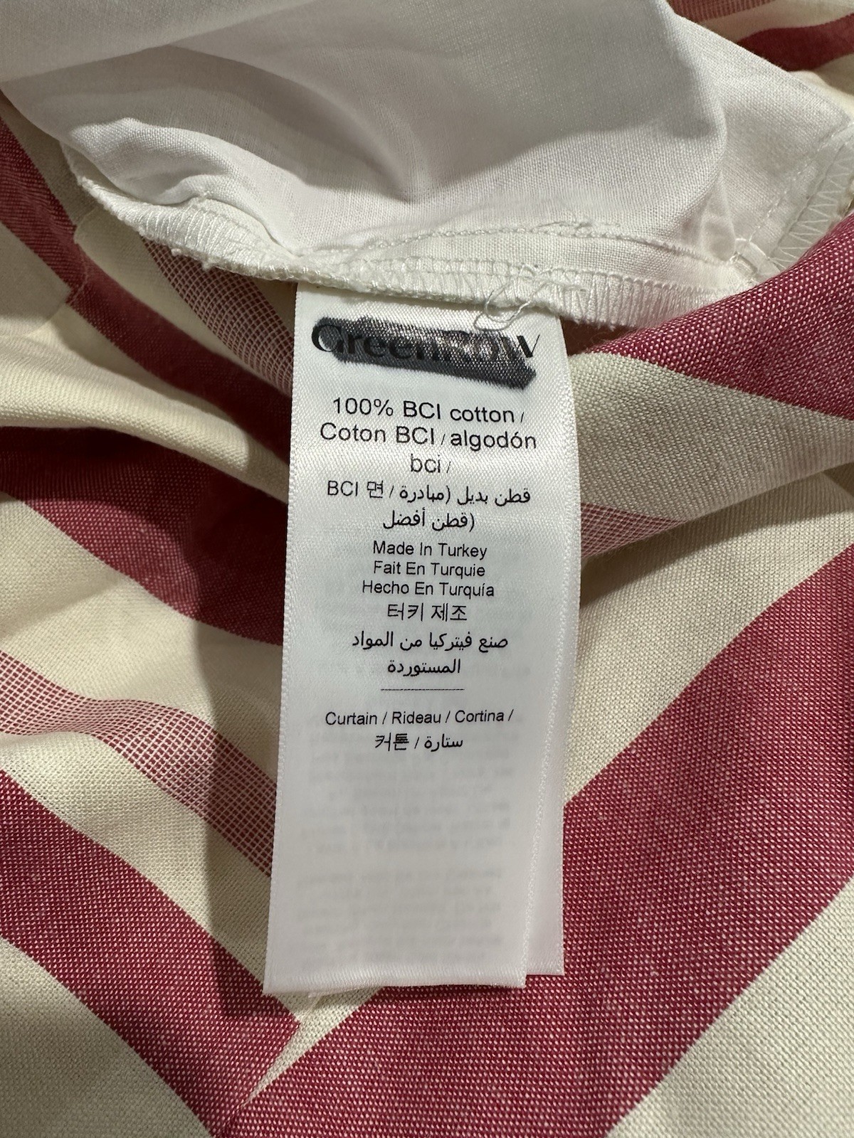 Greenrow PINCH PLEAT Drape cotton curtain 50×84 ONE red Stripe