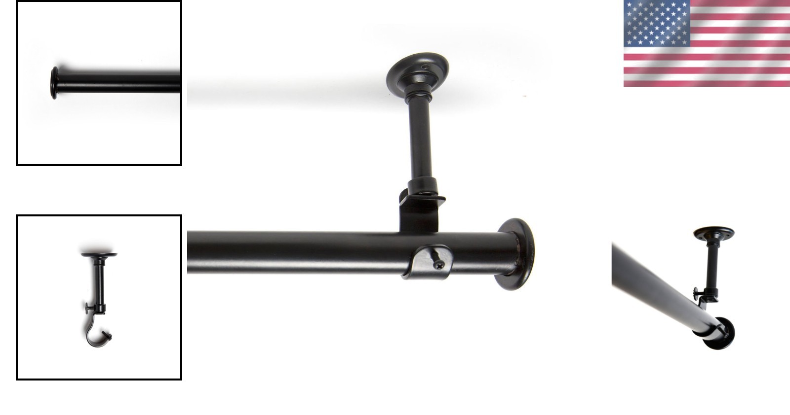 Ceiling Mount Rod – Heavy Duty Room Divider – Black