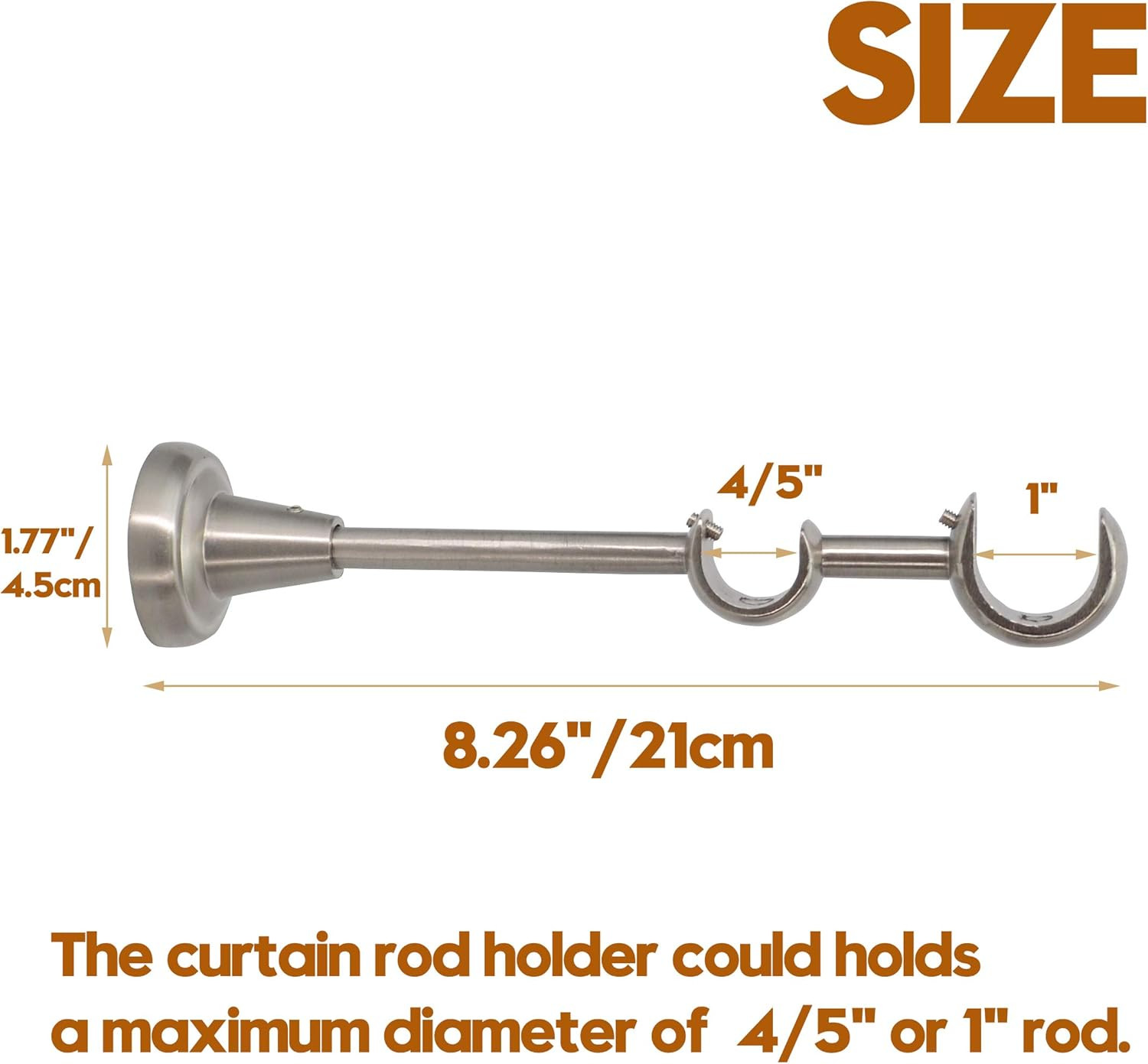 2 Pack Double Curtain Rod Bracket Stainless Steel Wl Mounted Rod Holder with Scr