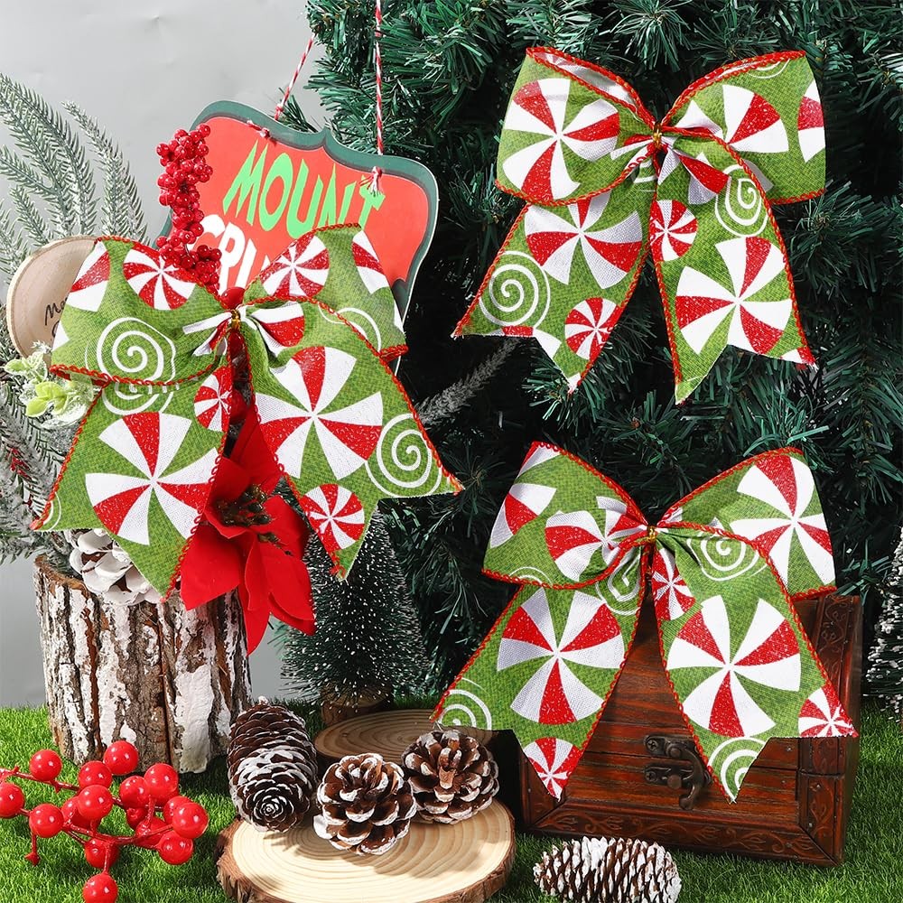 12 Lazos De 6.3 Pulgadas Grandes Para Arbol Adornos Decoracion Navidad En Oferta