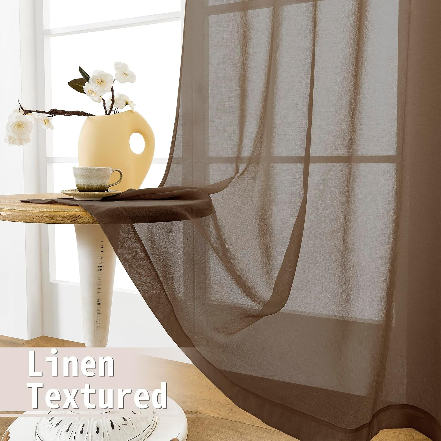 Sheer Door Curtains Closet Linen Textured Curtains Sheer Doorway Light Filtering