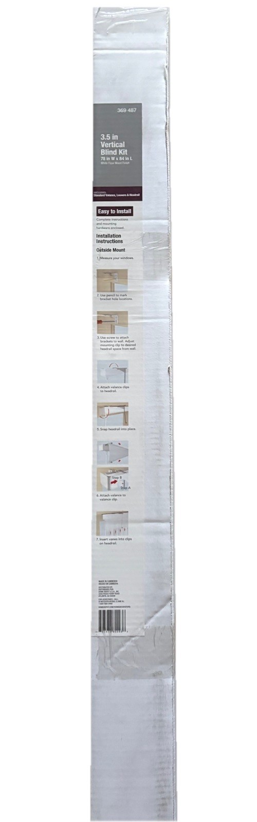 White Room Darkening 3.5 in. Vertical Blind Kit for Sliding Door or Window – 78”
