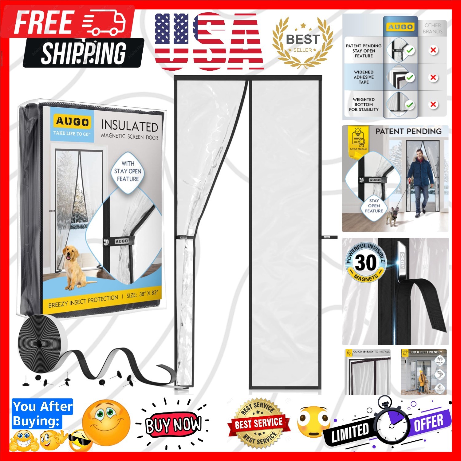 Magnetic Thermal Insulated Door Curtain – Transparent EVA Door Cover for Wint…