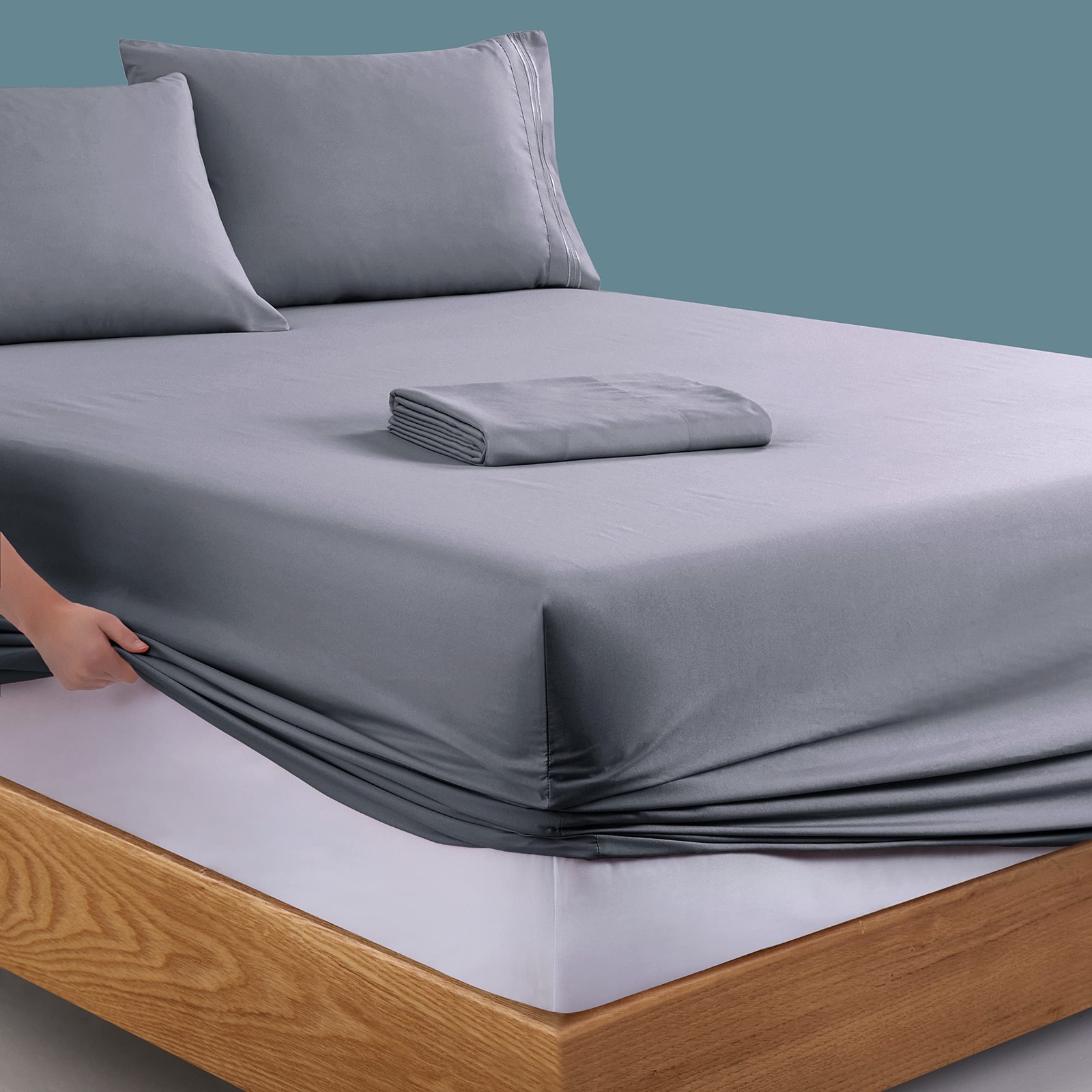 Manyshofu Extra Deep Pocket Full Size Sheets – 24 Inch EXTRA DEEP, Grey