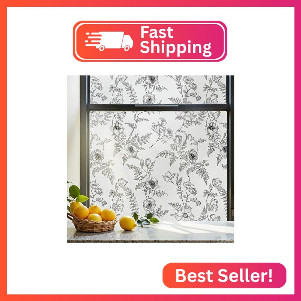 ADD.HERES Window Privacy Film,Colorful Floral Window Stickers,Removable DIY Bouq