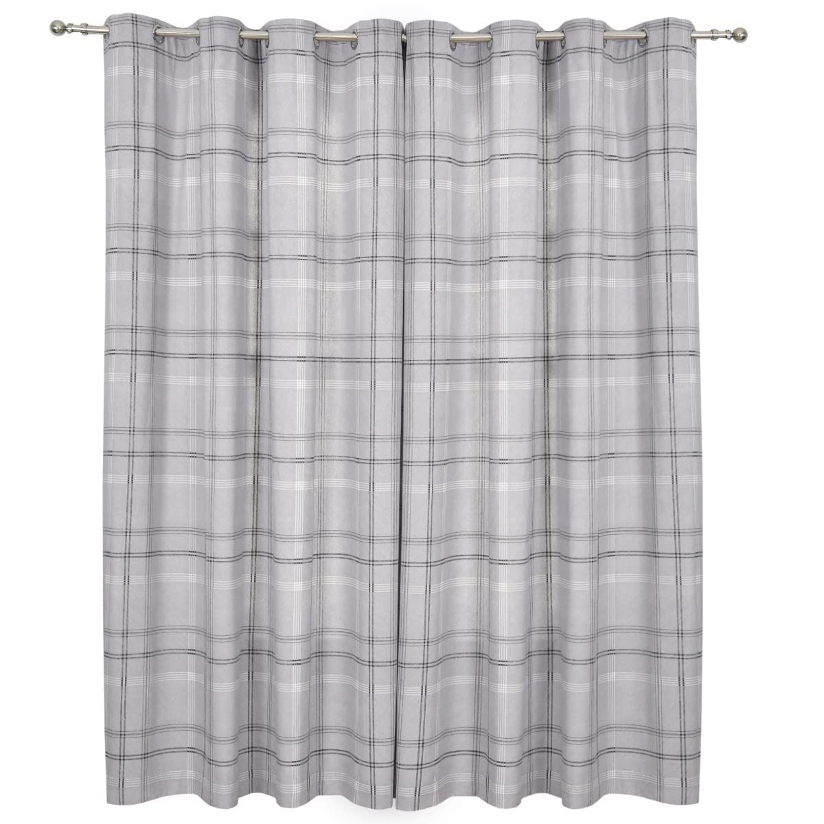 Eyelet Curtains, Printed, 117 x 137 cm, Grey, 2 Panels of Fabric