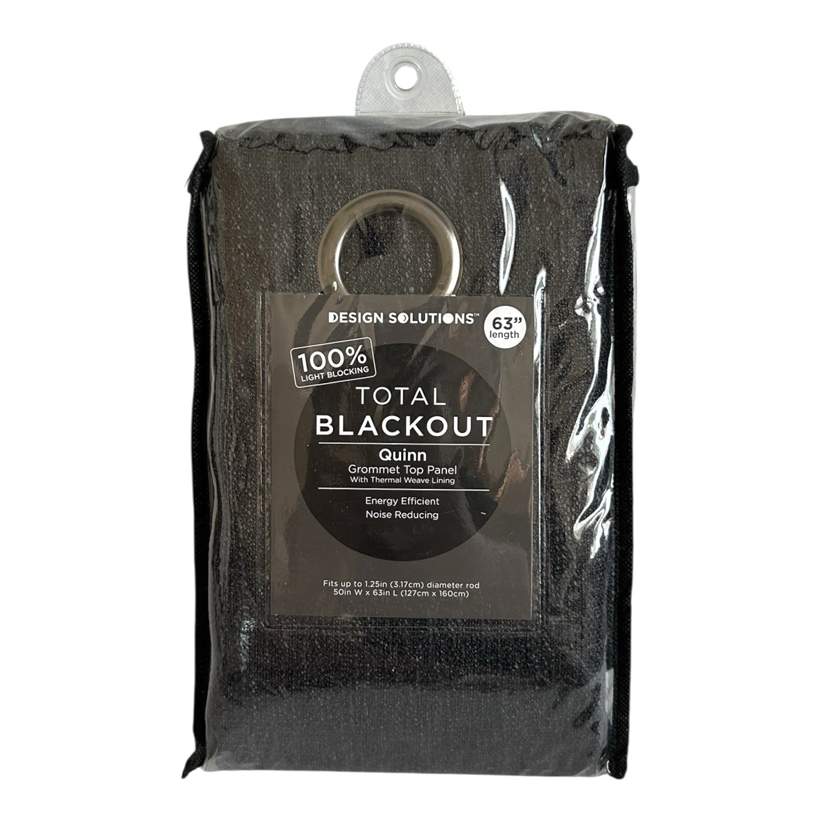 Quinn Total Blackout Grommet Top Curtain Panel 50×63 BLACK Energy Efficient NIB