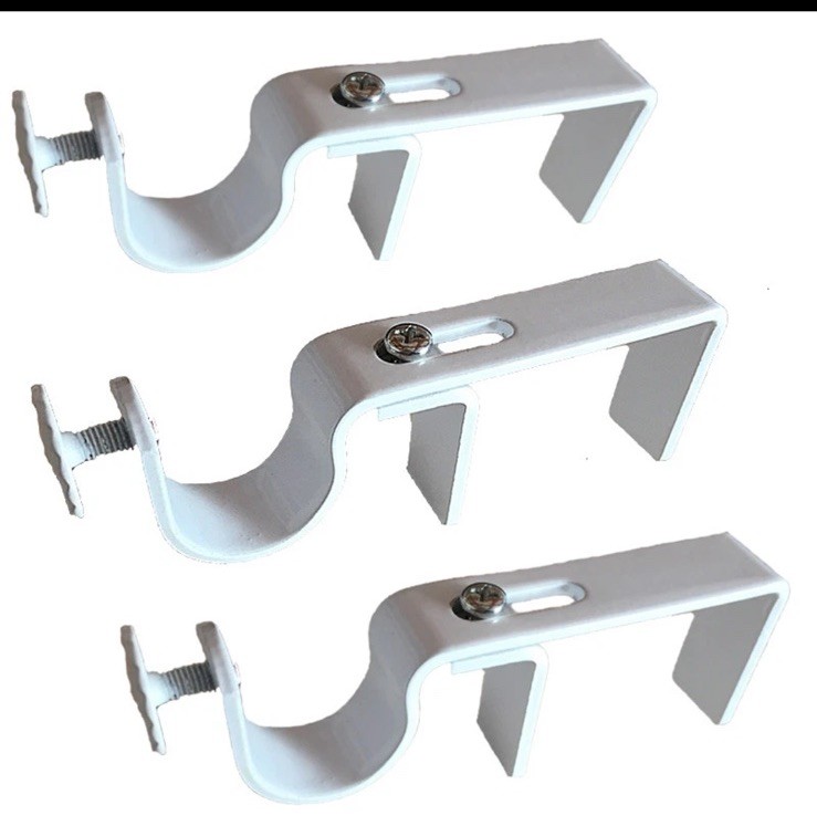 3 (Three) Silver NONO Brackets: Outside Mounted Curtain Rod On Vertical Blinds