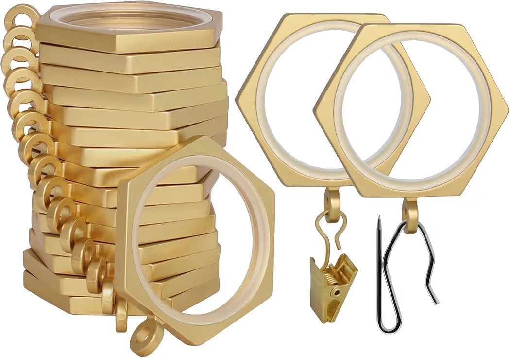 Luxury Curtain Rings Premium Metal with Quiet, Smooth, Removable Nylon…