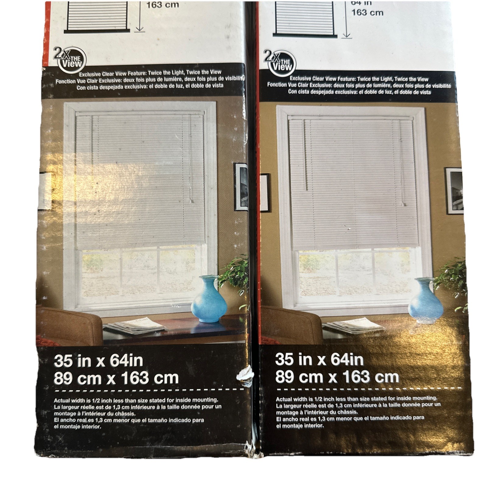 Project Source Room Darkening 1” Cordless White Vinyl Mini Blinds 35″x64″ Lot 2