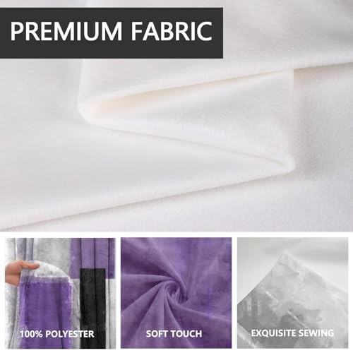 Window Curtain Black and White Grey Gray 42″W x 63″L (Pack of 2) Purple