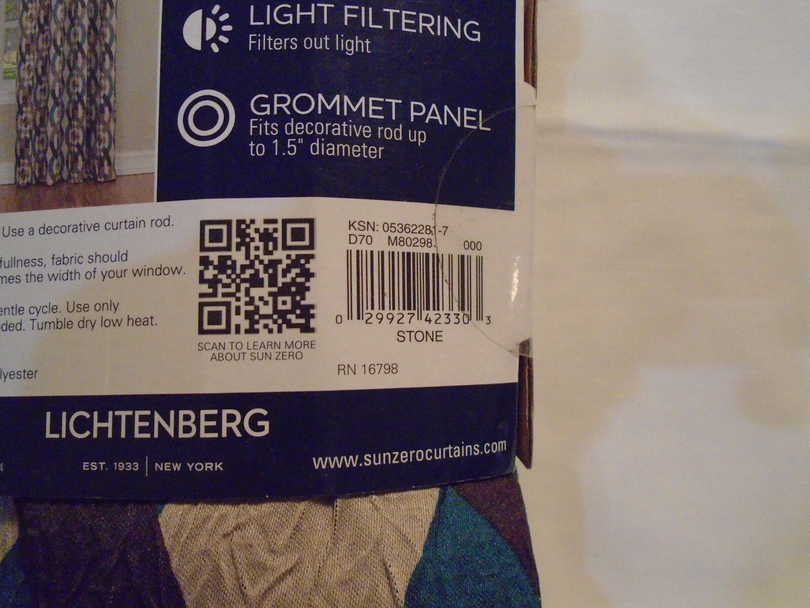 BOHO New Sun Zero Crinkle Nova Print In Stone 50” x 84” Grommet Panel