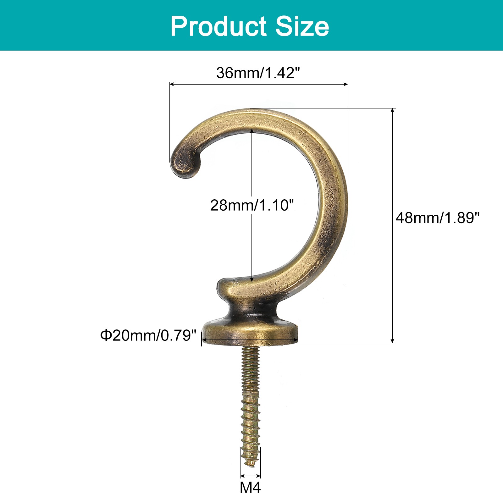 4Pcs Aluminum Alloy Wall Mounted Curtain Holdback Drapery Tieback Hooks Bronze