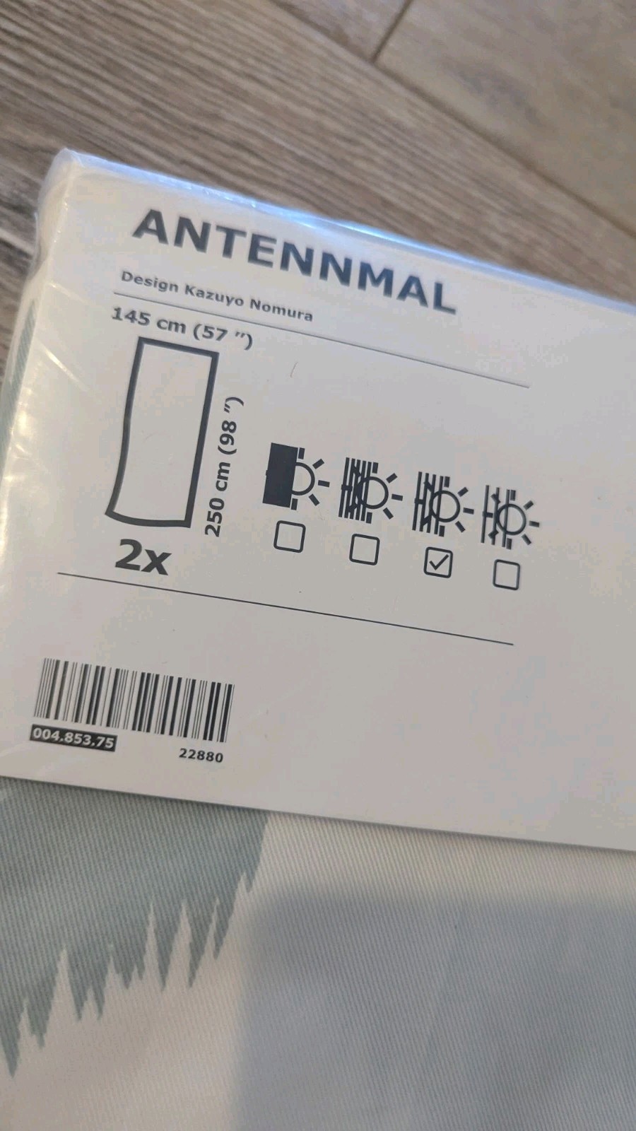 Ikea ANTENNMAL Curtains 2 Panels (1 pair) 57″ x 98″ Geometric White Blue NEW