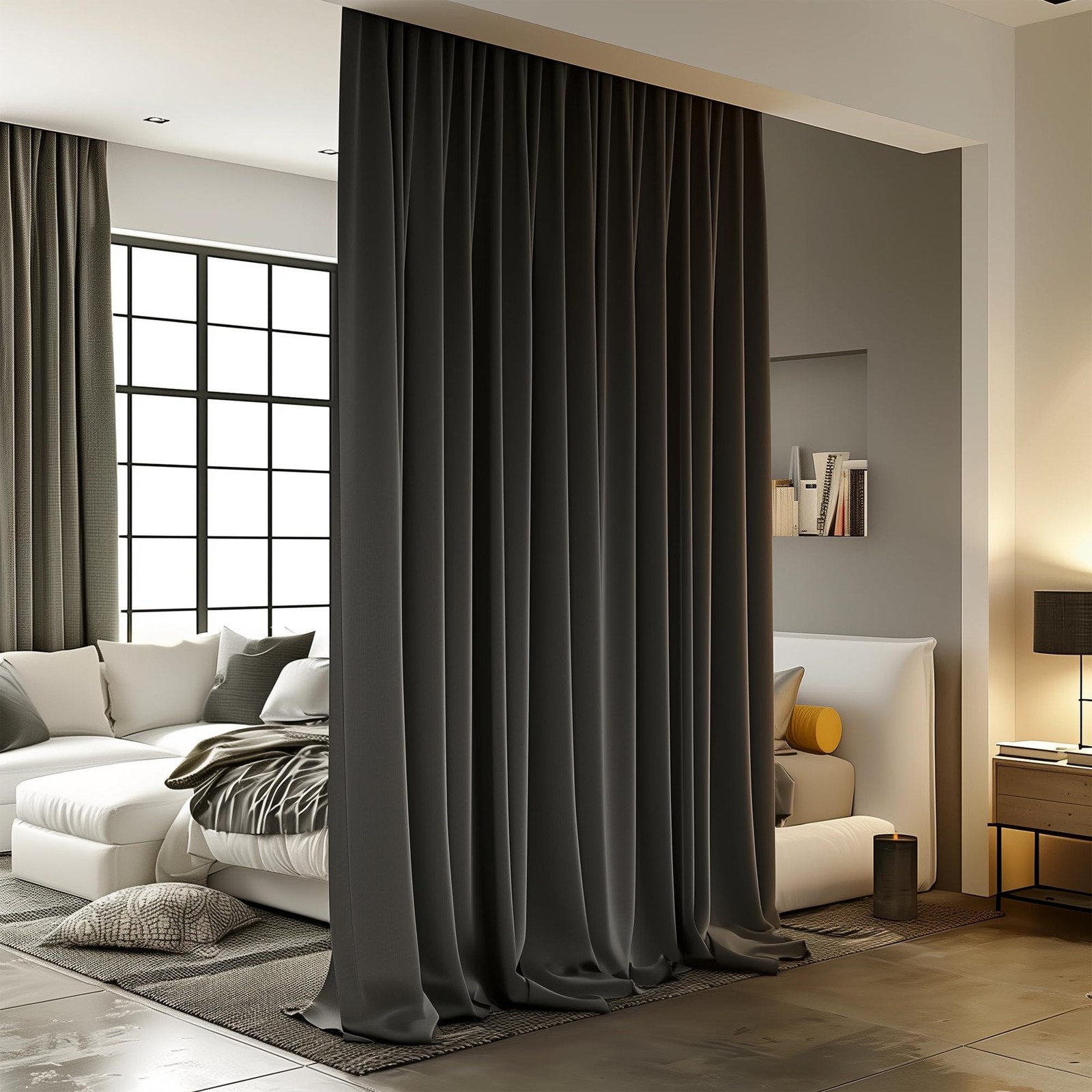Room Divider Curtains for Ceiling Track Rod, Blackout Ceiling Track Curtains …