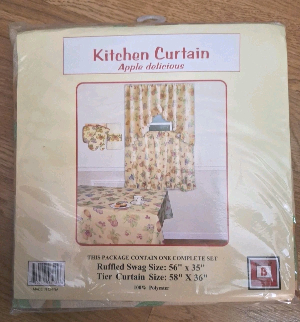Broder Apple Delicious Ruffled Swag 56″x35″ Tier Curtain 58″x36″ Classic Kitchen