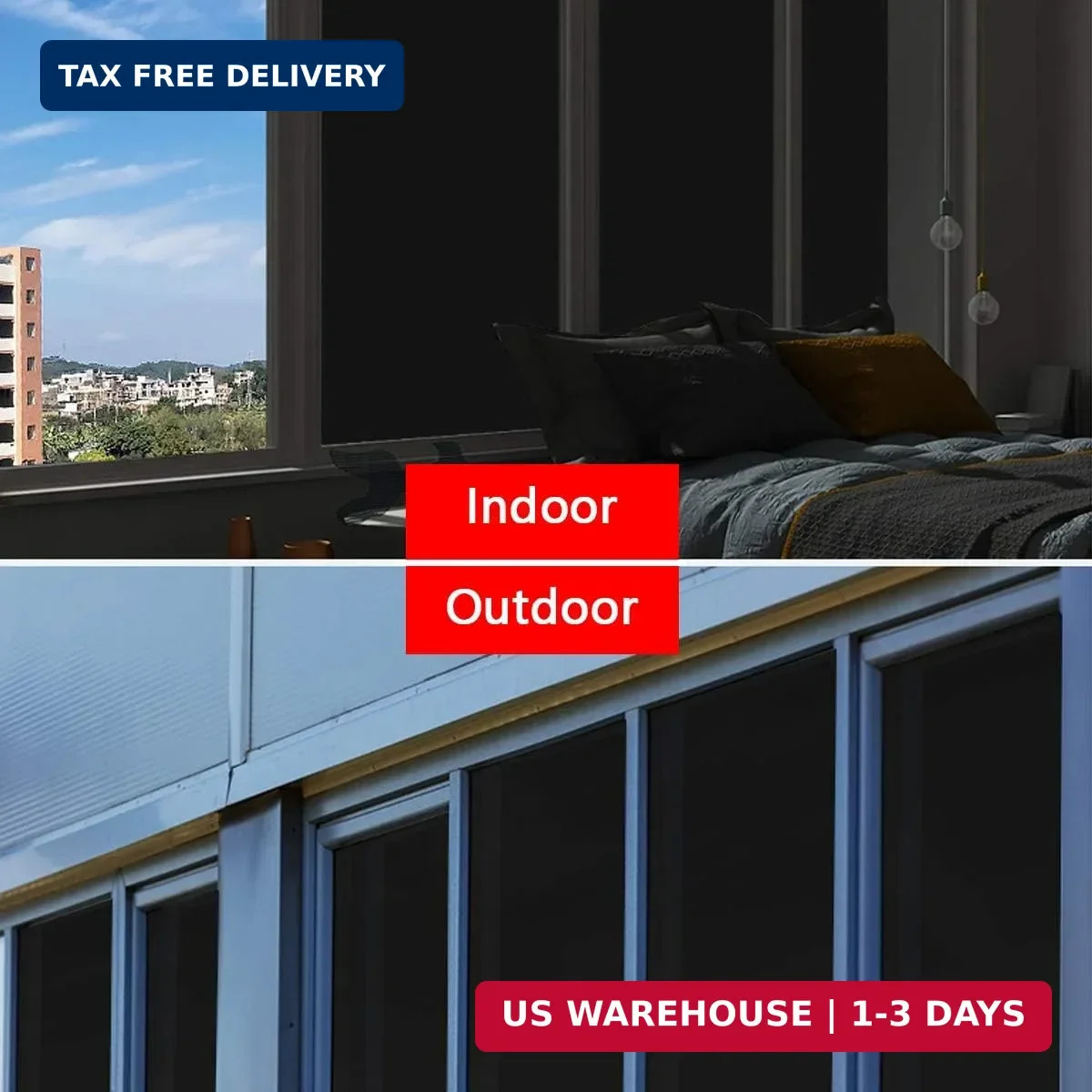 WPCTEV Total Blackout Window Privacy Film – 100% Light Blocking Static Cling Win