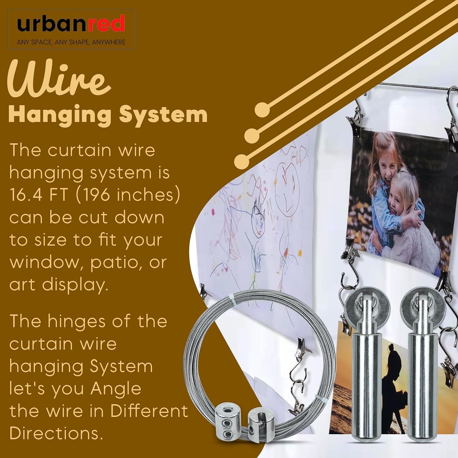 16.4ft Adjustable Indoor Outdoor Wire Curtain Rod Room Divider Hanging System