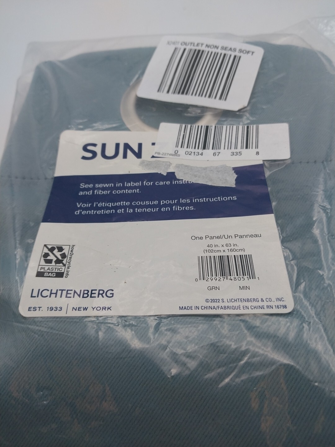 Sun Zero Panel Curtain Grommet 40in x 63in Mineral Blue