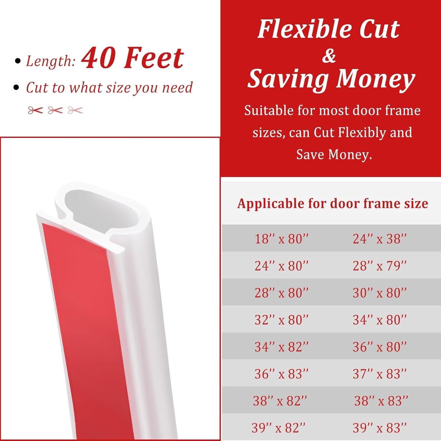 Effortless Door Sealing: 40ft Self-Adhesive Weatherstripping for Home Comfort