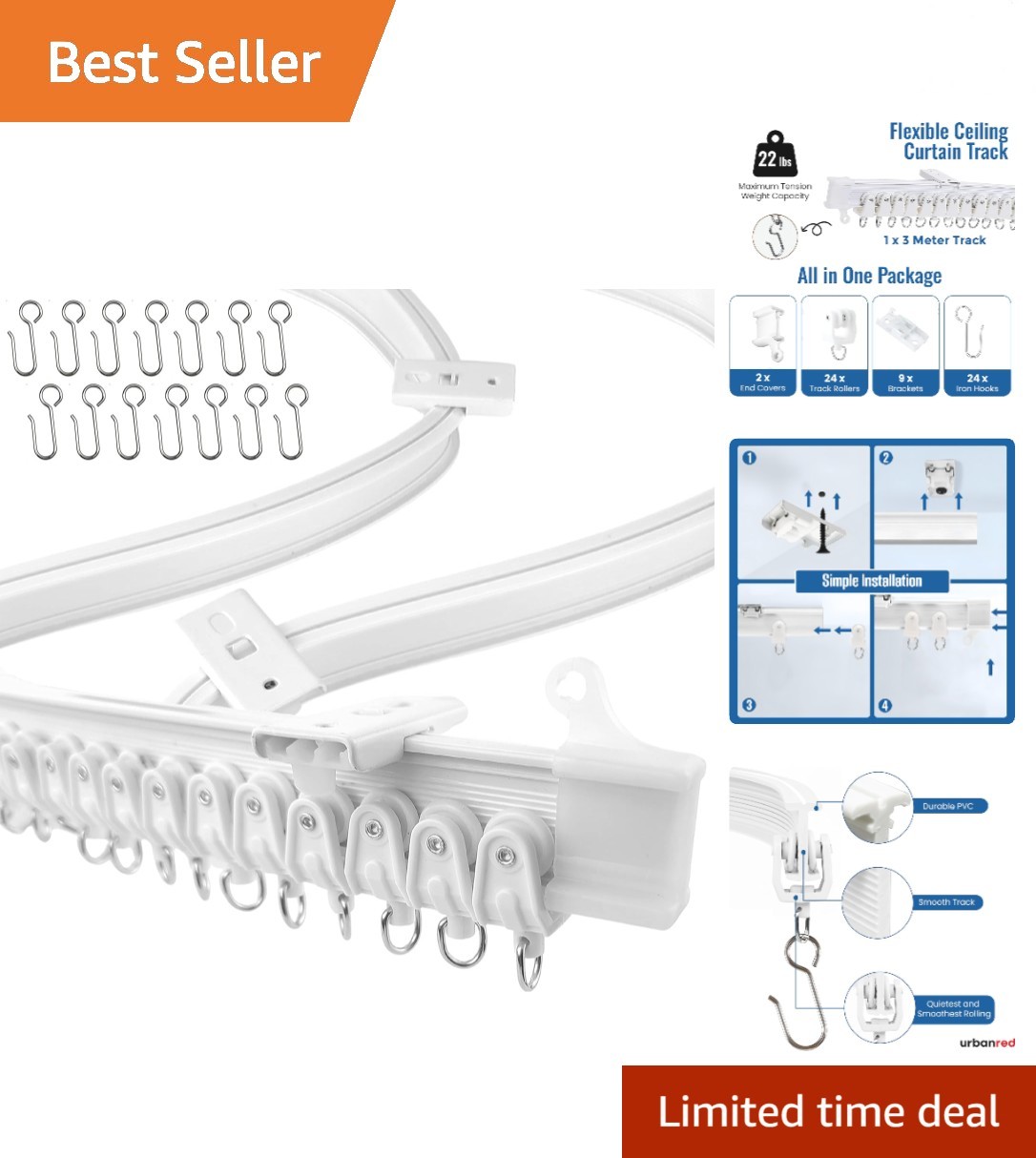 Flexible 9.8ft Bendable Curtain Track – Customizable Room Divider Solution