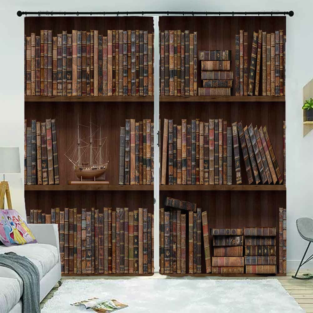 Bookshelf Light Seed 3D Curtain Blockout Photo Printing Curtains Drape Fabric