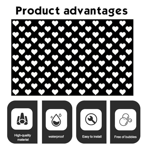 Car Heart Pattern Taillight Stickers, Self-Adhesive Automotive Rear 4 PCS Black