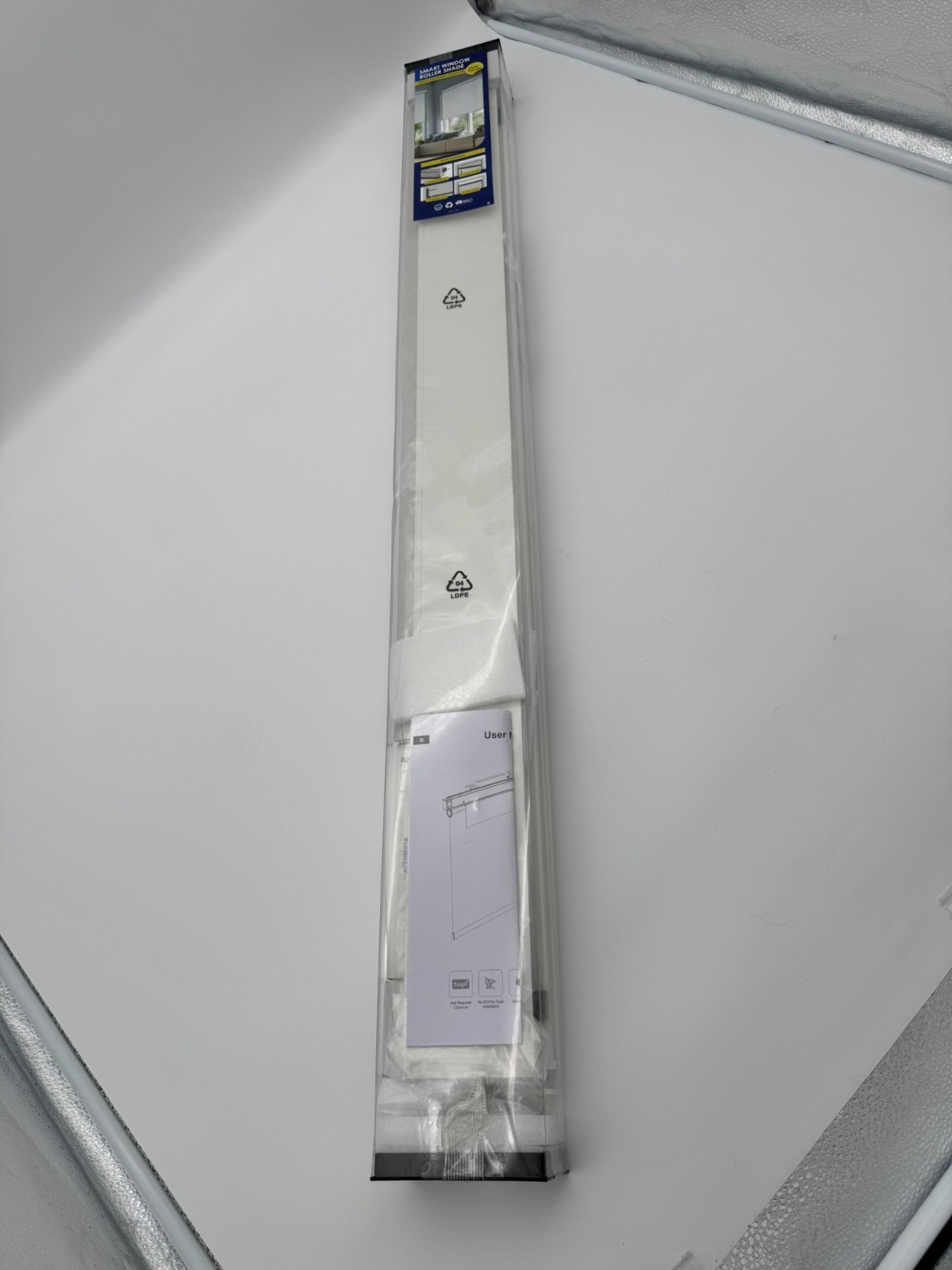 Smart Motorized Blackout Roller Shade 36×72 No Drill Remote White New