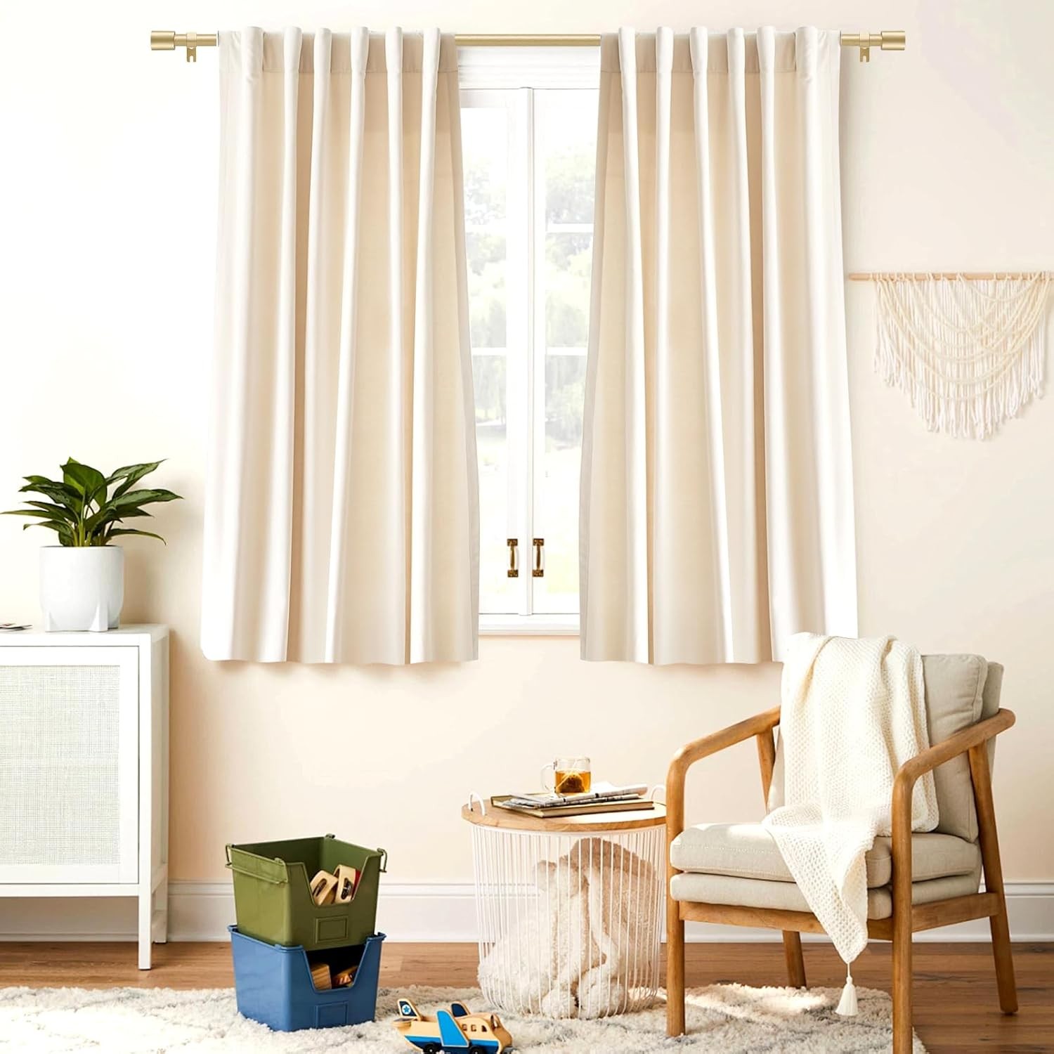 Gold Curtain Rod for Windows 28 to 48 Inch, 5/8 Inch Splice Adjustable Curtain