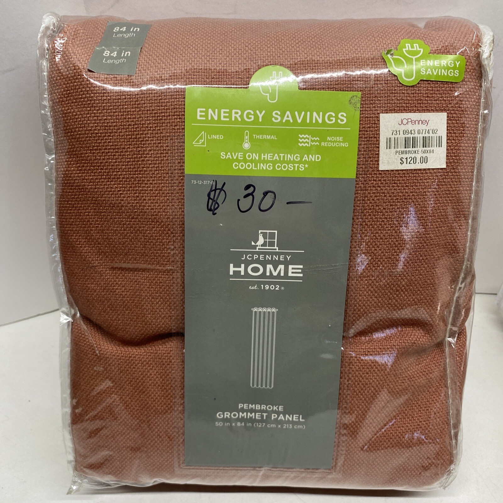 50 in x 84 in JCPenney Home Pembroke Grommet Panel Cedarwood New In Box