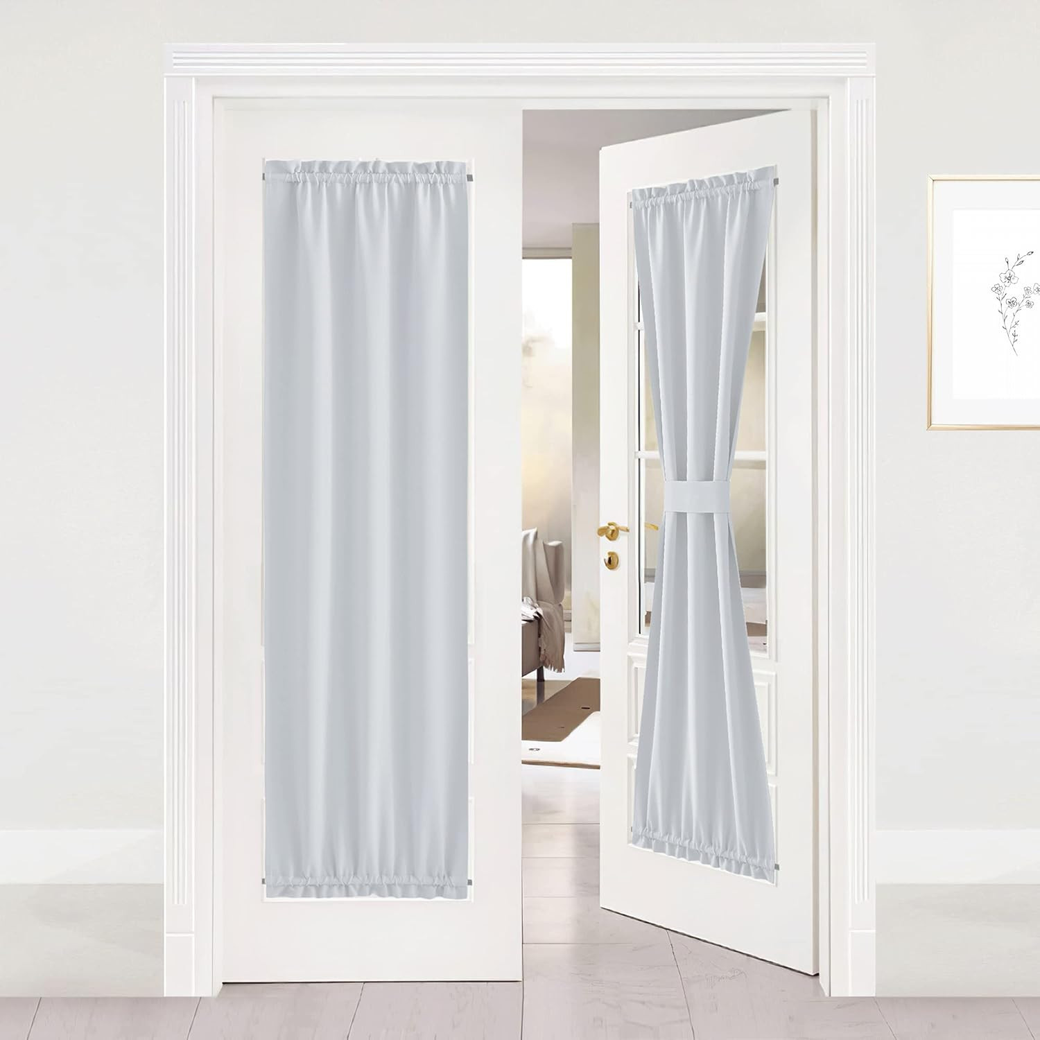 Sidelight Door Panel Curtain 25×72 Grey White Blackout French Door Drapery