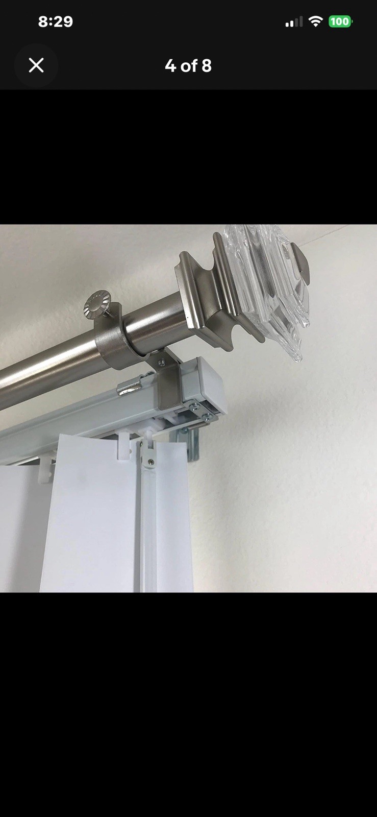 3 (Three) Silver NONO Brackets: Outside Mounted Curtain Rod On Vertical Blinds