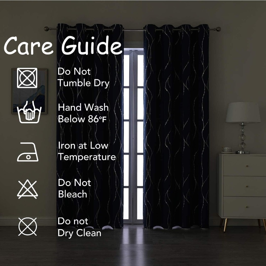 Navy Blackout Curtains for Kids Bedroom 84 Inch Length,Printed Design Room…