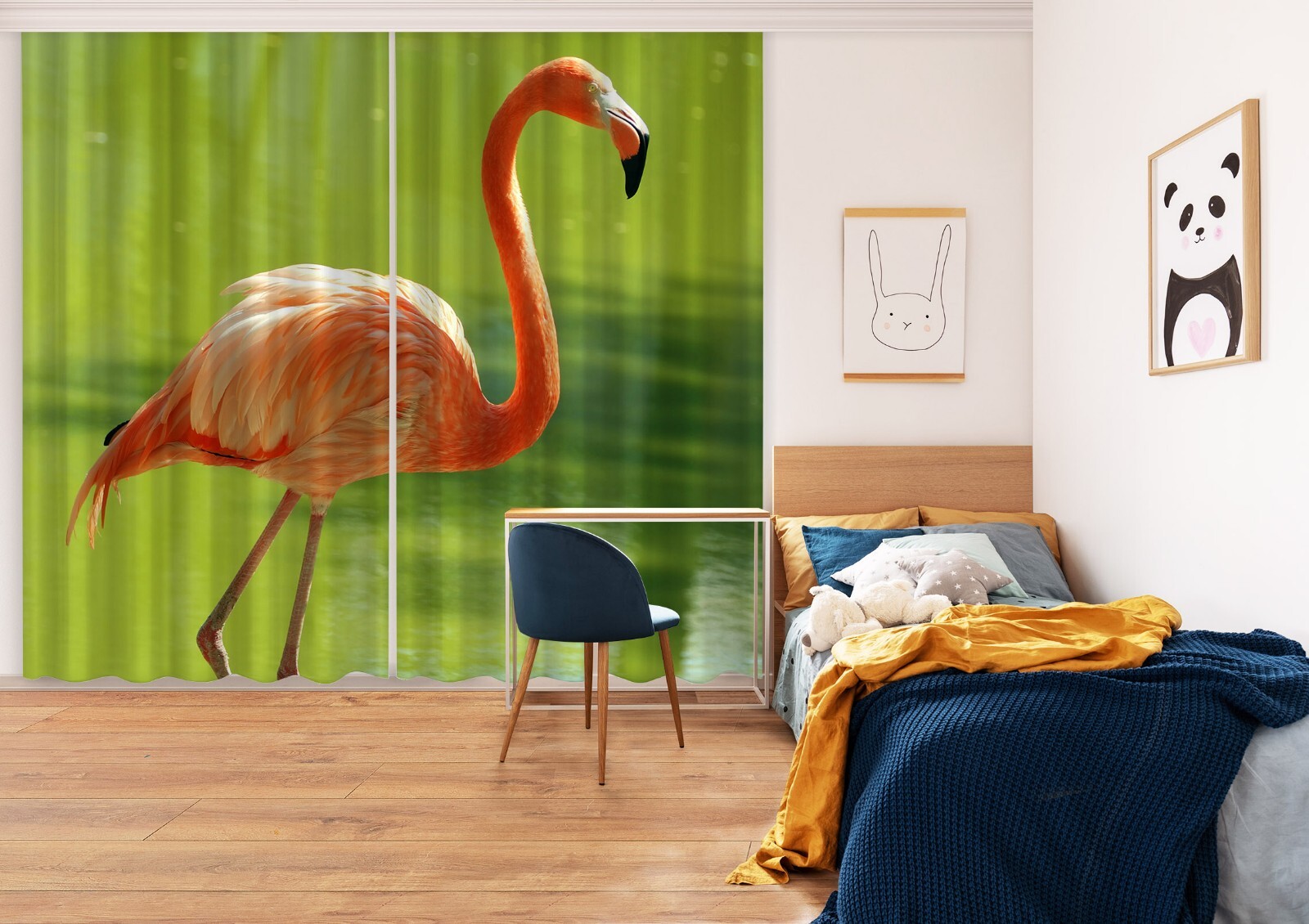 3D Red Flamingo ZHUA4317 Animal Photo Curtain Window Blockout Fabric Amy 2023