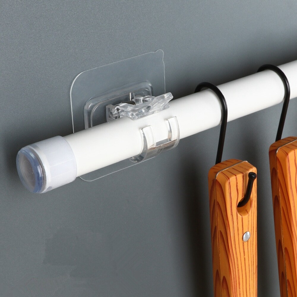 2- 10Pcs Adjustable Nail Free Curtain Rod Clip Self Adhesive Curtain Holder Hook