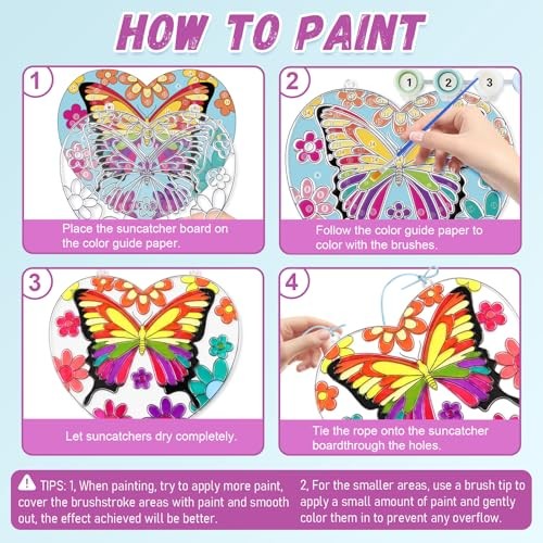 Window Art for Kids Including 4 Large Suncatcher Crafts, 18 Window Paints blue