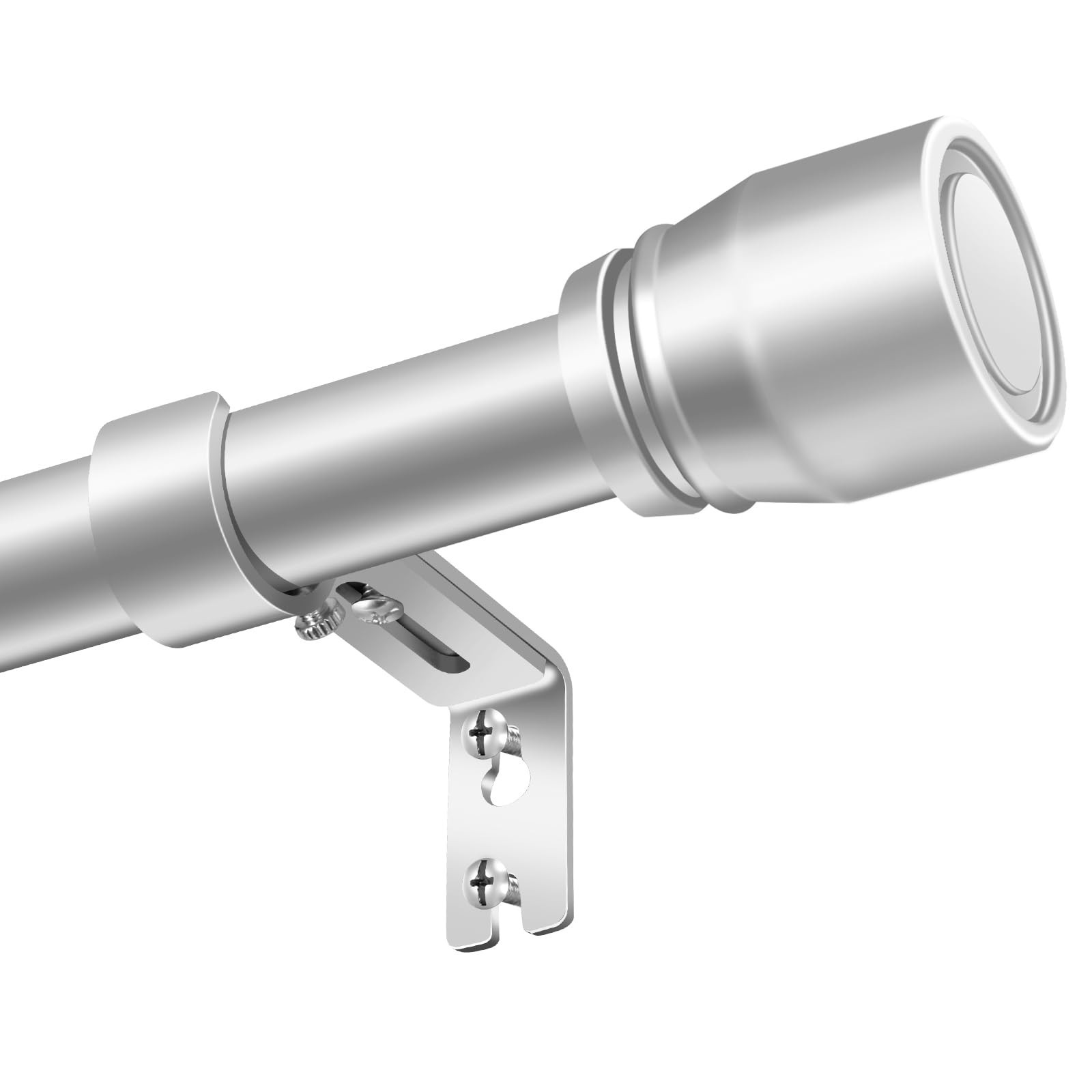 1” Diameter Silver Curtain Rods Itself is 30 to 90 inch, 1 Pack Fit 30-84
