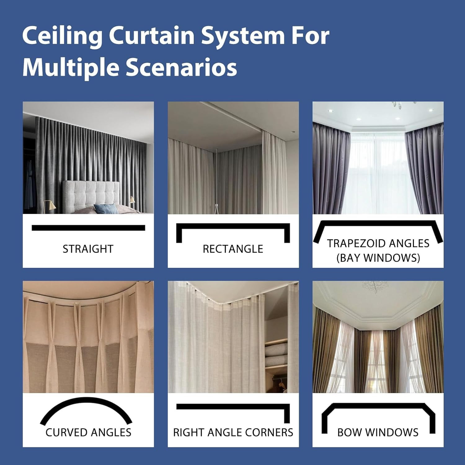 Extra Wide Blackout Curtain Track Set for Bedroom Privacy – 10×10 Ft