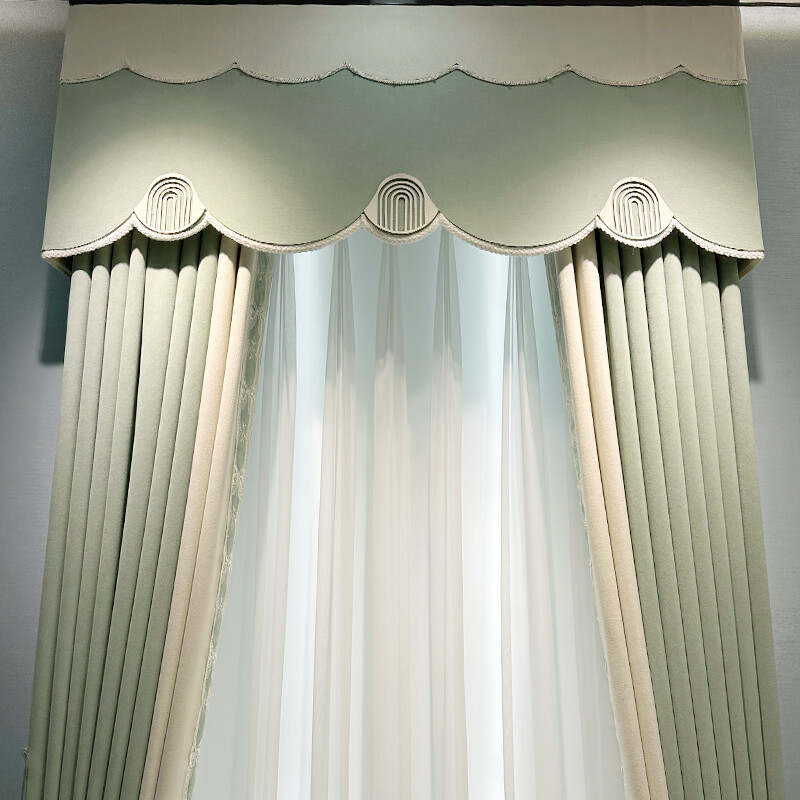 modern Simplicity Northern chenille lace green shade valance curtain tulle M1612