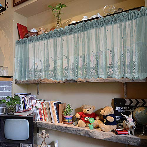 Kitchen Window Valance Lace Curtains, 102x16inch Floral Sheer Rod Pocket