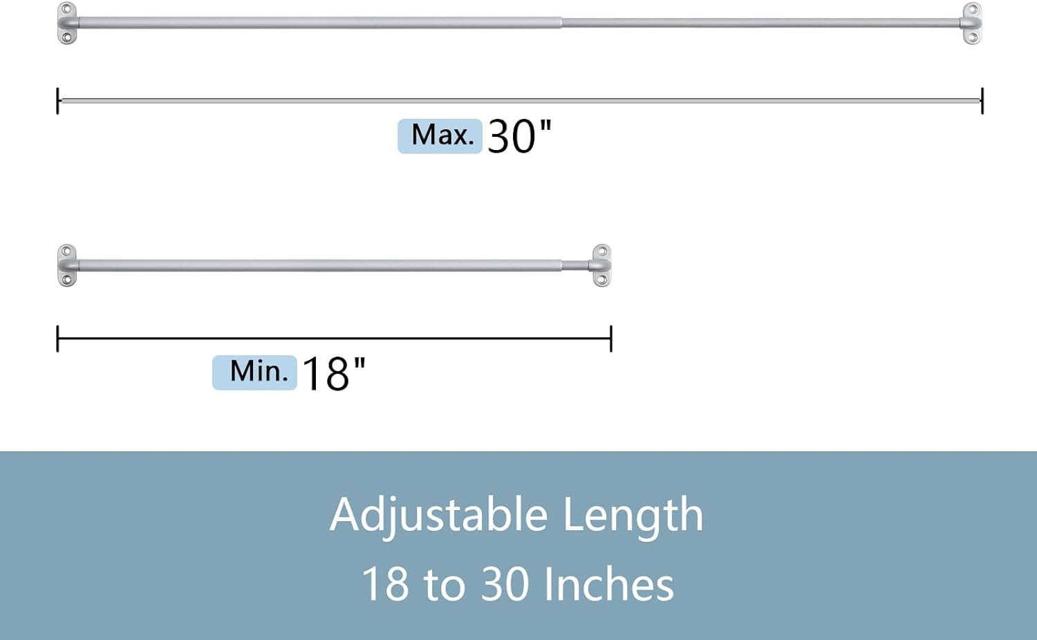 2 Pack Screwed Sash Curtain Rod 18-30 Inch Adjustable French Door Curtain Rods