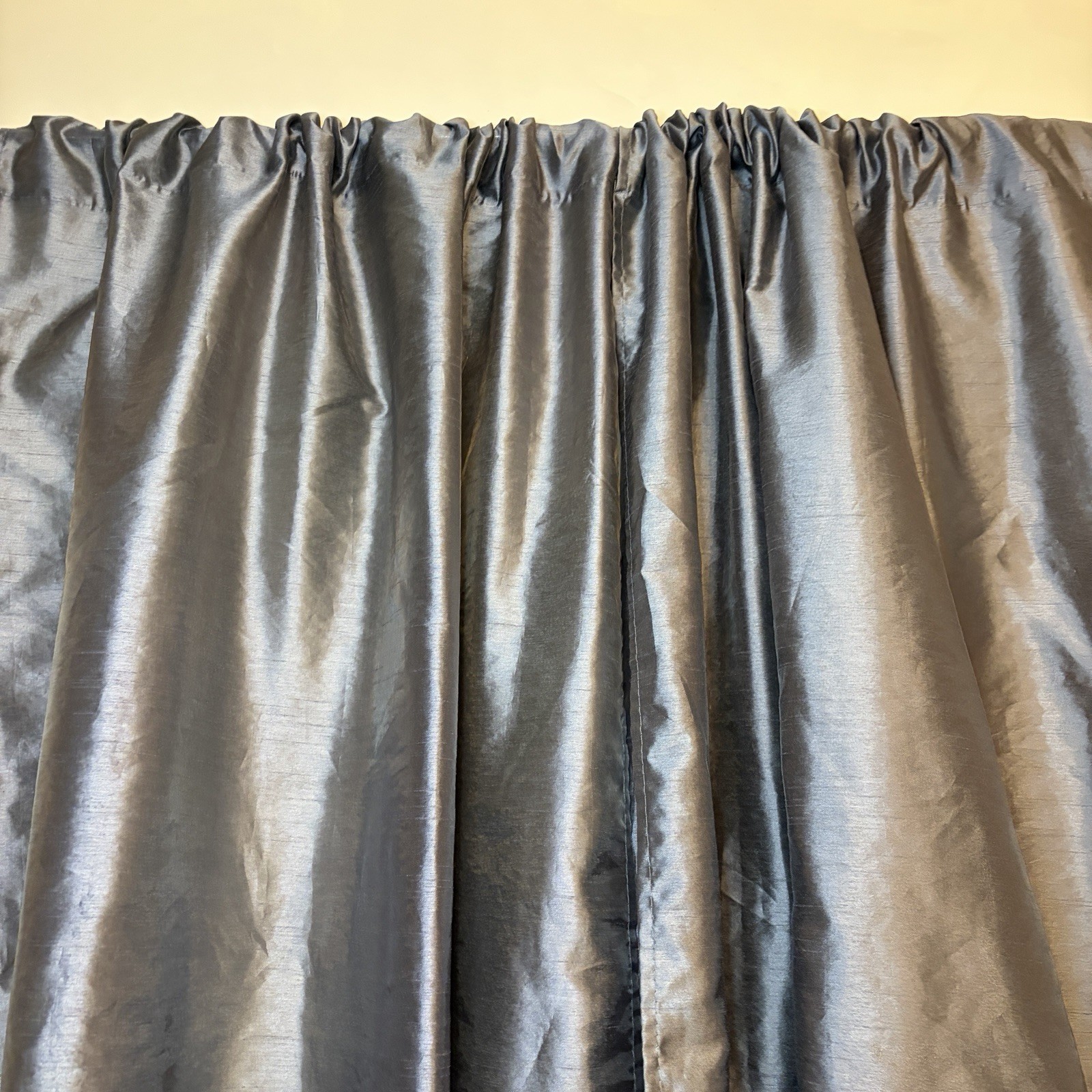 Metallic Gray Floor Length 36”x 84” Plain Rod Pocket Panel Curtains Set Of 2