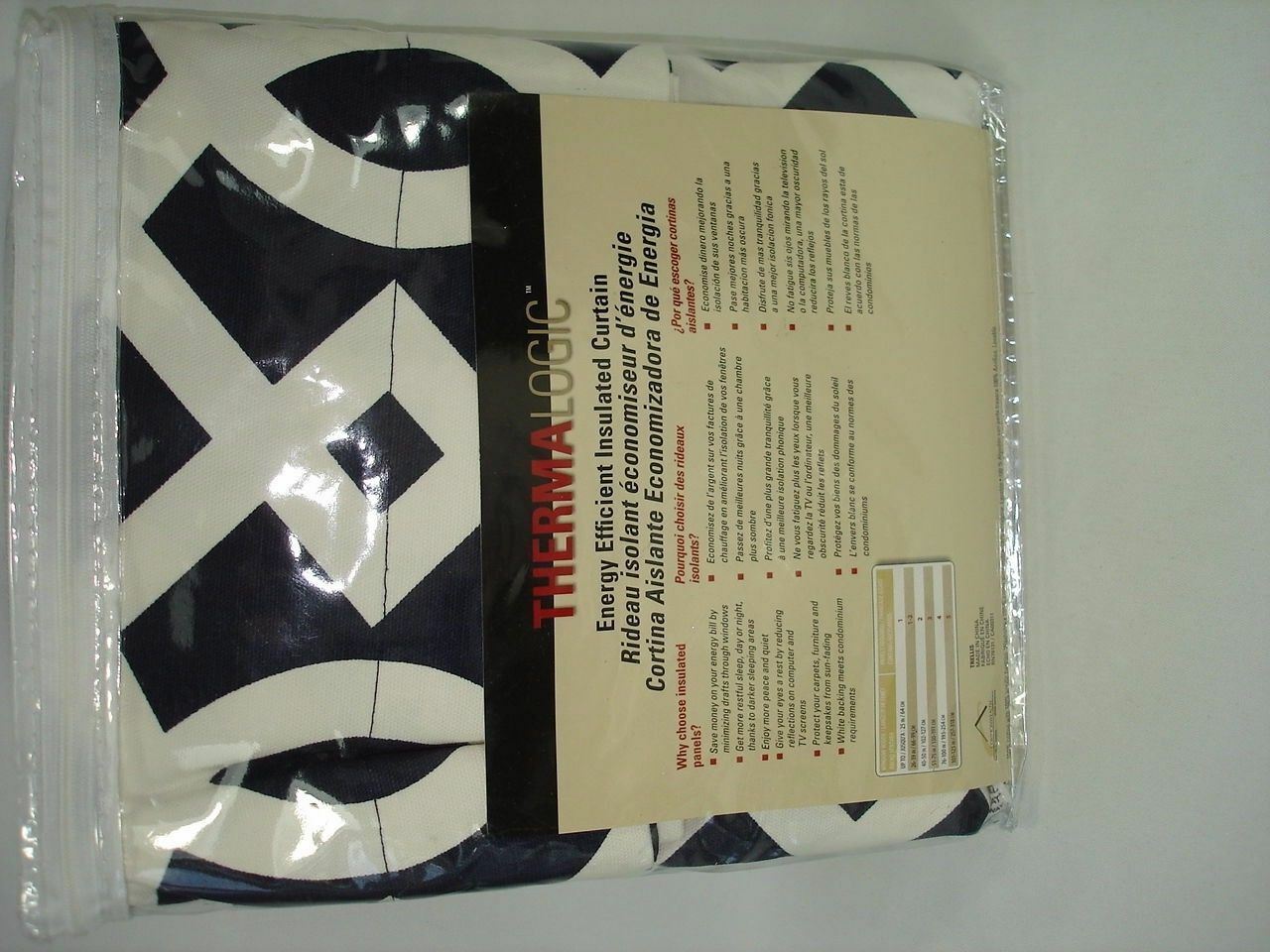 Thermalogic Trellis Insulated Printed 1 Panel BLUE WHITE NEW 40 X 84 NEW