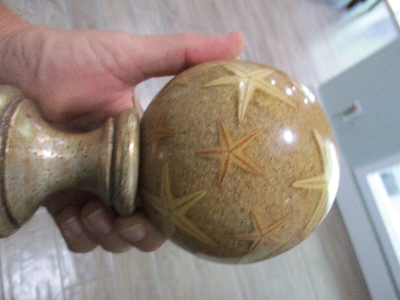Murano Ocean starfish on sand sphere globe Curtain Rod Finial